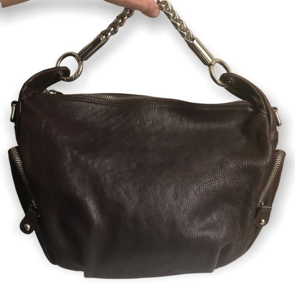 Furla brown leather hobo bag